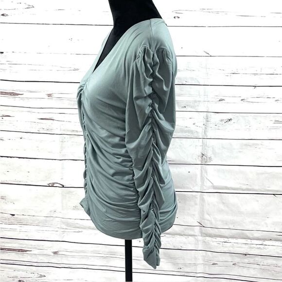 Joie Sage Green Ruched Blouse - Picture 5 of 16